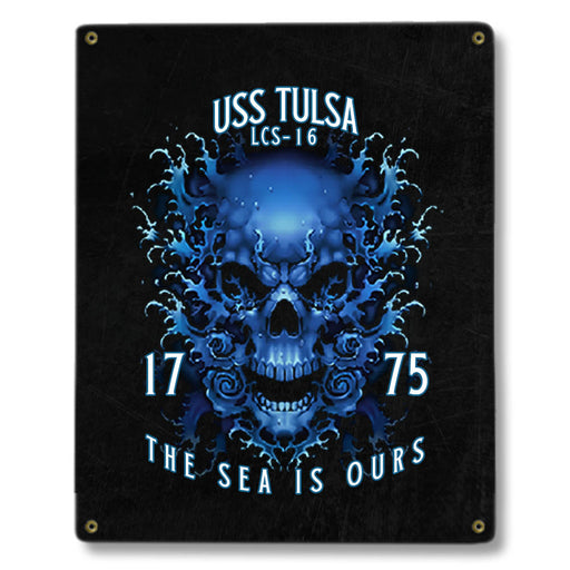 USS Tulsa LCS-16 US Navy Davy Jones The Sea Is Ours Military Metal Sign - Prints54.com