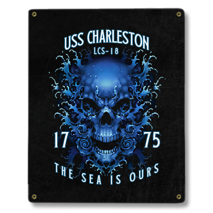 USS Charleston LCS-18 US Navy Davy Jones The Sea Is Ours Military Metal Sign - Prints54.com