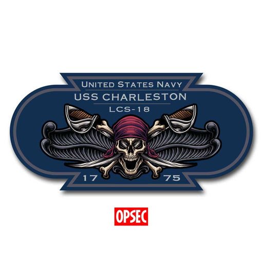 USS Charleston LCS-18 US Navy Surface Warfare Pirate Color 5 Inch Military Decal - Prints54.com
