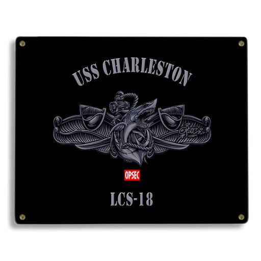 USS Charleston LCS-18 US Navy Surface Warfare Device Shark Military Metal Sign - Prints54.com