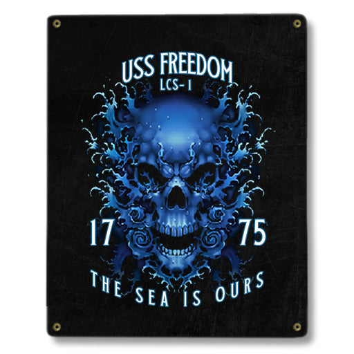 USS Freedom LCS-1 US Navy Davy Jones The Sea Is Ours Military Metal Sign - Prints54.com