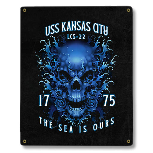 USS Kansas City LCS-22 US Navy Davy Jones The Sea Is Ours Military Metal Sign - Prints54.com