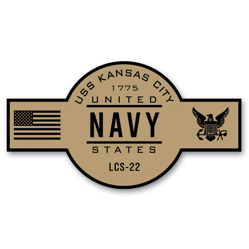 USS Kansas City LCS-22 US Navy Chief Khaki Goatlocker 5 Inch Decal - Prints54.com