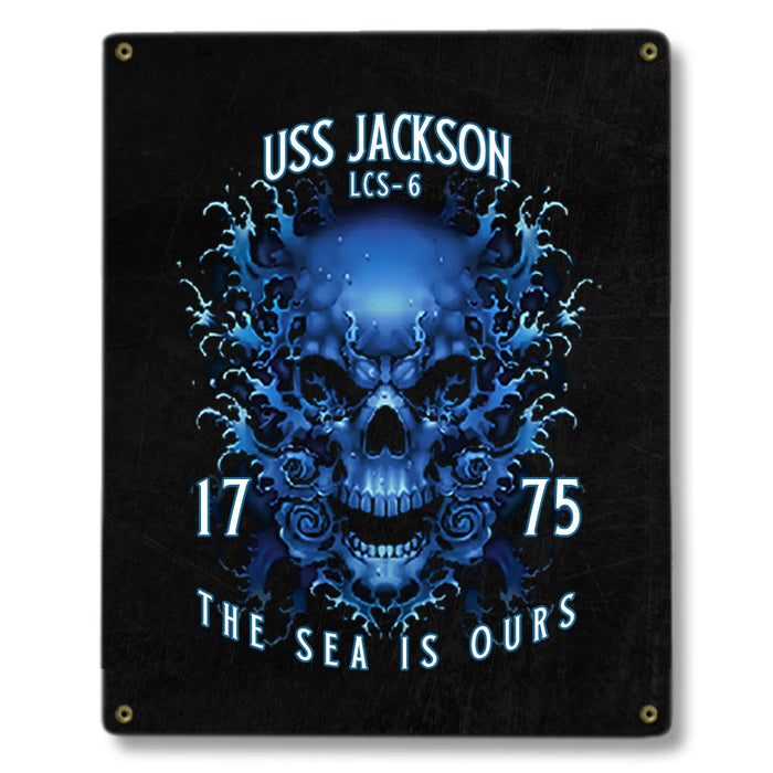 USS Jackson LCS-6 US Navy Davy Jones The Sea Is Ours Military Metal Sign - Prints54.com