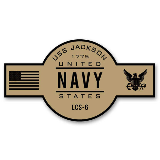 USS Jackson LCS-6 US Navy Chief Khaki Goatlocker 5 Inch Decal - Prints54.com