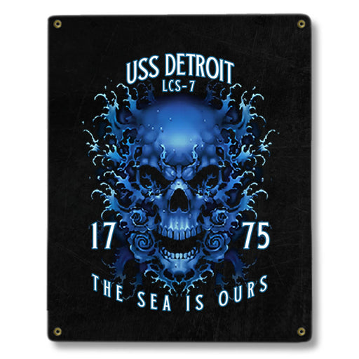 USS Detroit LCS-7 US Navy Davy Jones The Sea Is Ours Military Metal Sign - Prints54.com