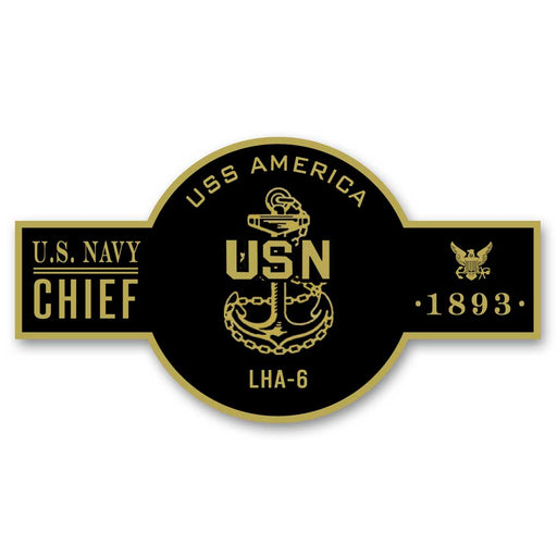 USS America LHA-6 US Navy Chief Black Label 5 Inch Decal - Prints54.com