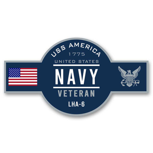 USS America LHA-6 US Navy Veteran Warship Ribbon 5 Inch Military Decal - Prints54.com