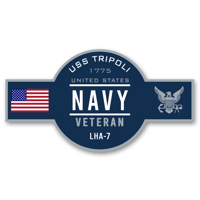 USS Tripoli LHA-7 US Navy Veteran Warship Ribbon 5 Inch Military Decal - Prints54.com