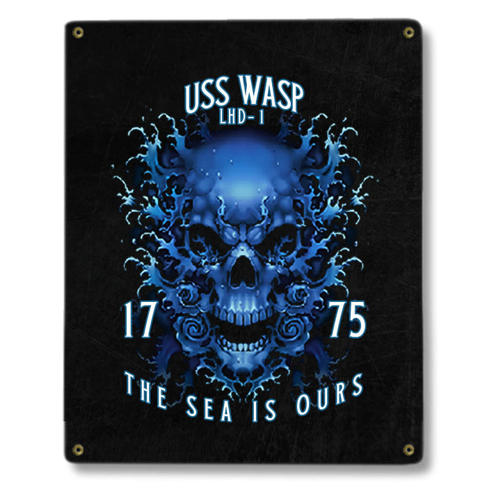 USS Wasp LHD-1 US Navy Davy Jones The Sea Is Ours Military Metal Sign - Prints54.com