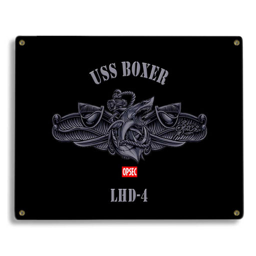 USS Boxer LHD-4 US Navy Surface Warfare Device Shark Military Metal Sign - Prints54.com