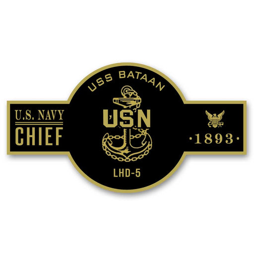 USS Bataan LHD-5 US Navy Chief Black Label 5 Inch Decal - Prints54.com