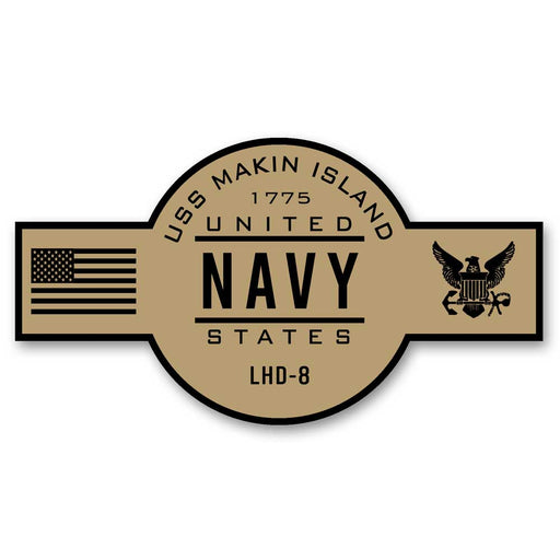 USS Makin Island LHD-8 US Navy Chief Khaki Goatlocker 5 Inch Decal - Prints54.com