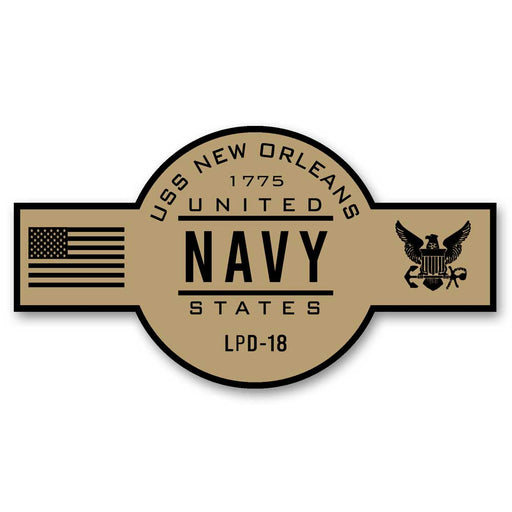 USS New Orleans LPD-18 US Navy Chief Khaki Goatlocker 5 Inch Decal - Prints54.com