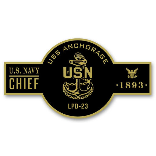 USS Anchorage LPD-23 US Navy Chief Black Label 5 Inch Decal - Prints54.com