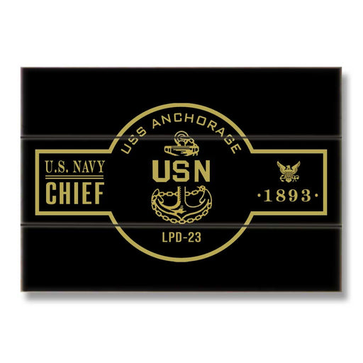 USS Anchorage LPD-23 US Navy Chief Warship Boat Anchor Military Wood Sign - Prints54.com