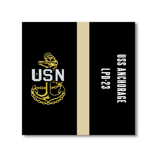 USS Anchorage LPD-23 US Navy Chief Khaki Line 5 Inch Military Split Decal - Prints54.com