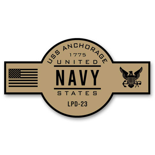 USS Anchorage LPD-23 US Navy Chief Khaki Goatlocker 5 Inch Decal - Prints54.com