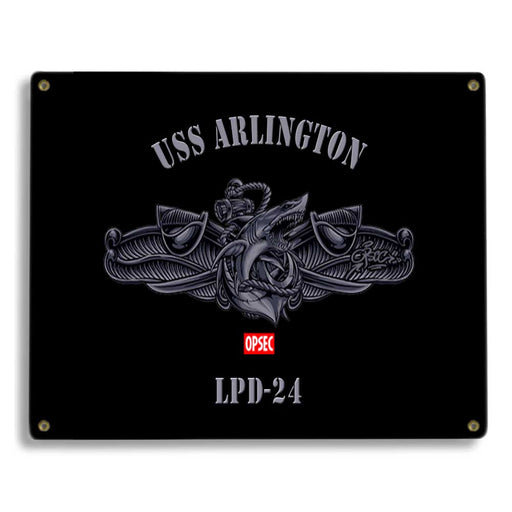 USS Arlington LPD-24 US Navy Surface Warfare Device Shark Military Metal Sign - Prints54.com