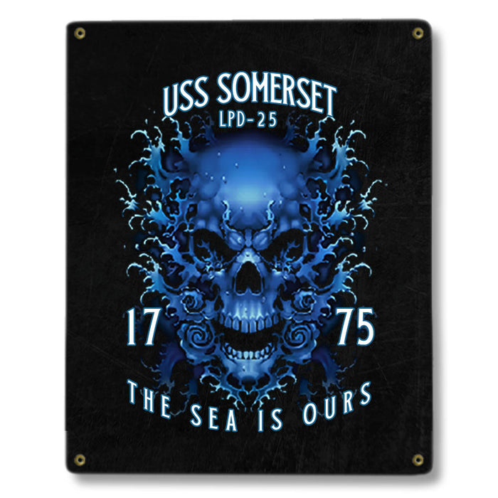 USS Somerset LPD-25 US Navy Davy Jones The Sea Is Ours Military Metal Sign - Prints54.com