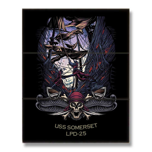 USS Somerset LPD-25 US Navy Pirate Boarding Party VBSS Veteran Military Wood Sign - Prints54.com