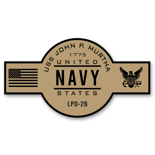 USS John P Murtha LPD-26 US Navy Chief Khaki Goatlocker 5 Inch Decal - Prints54.com