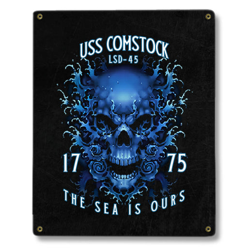 USS Comstock LSD-45 US Navy Davy Jones The Sea Is Ours Military Metal Sign - Prints54.com