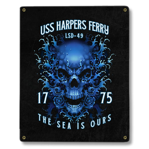 USS Harpers Ferry LSD-49 US Navy Davy Jones The Sea Is Ours Military Metal Sign - Prints54.com