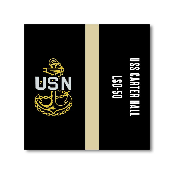 USS Carter Hall LSD-50 NAB Little Creek VA US Navy Chief Khaki Line 5 Inch Military Split Decal - Prints54.com