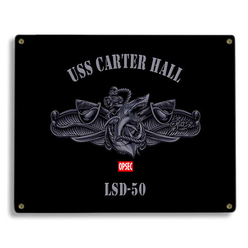 USS Carter Hall LSD-50 NAB Little Creek VA US Navy Surface Warfare Device Shark Military Metal Sign - Prints54.com