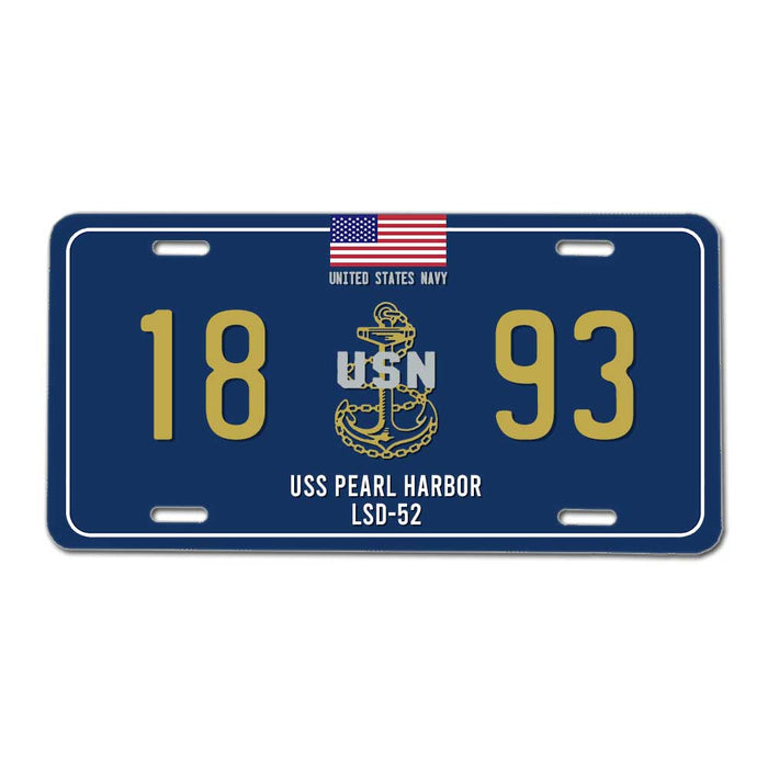 USS Pearl Harbor LSD-52 US Navy Chief 1893 License Plate Cover - Prints54.com
