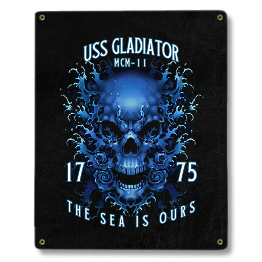 USS Gladiator MCM-11 US Navy Davy Jones The Sea Is Ours Military Metal Sign - Prints54.com