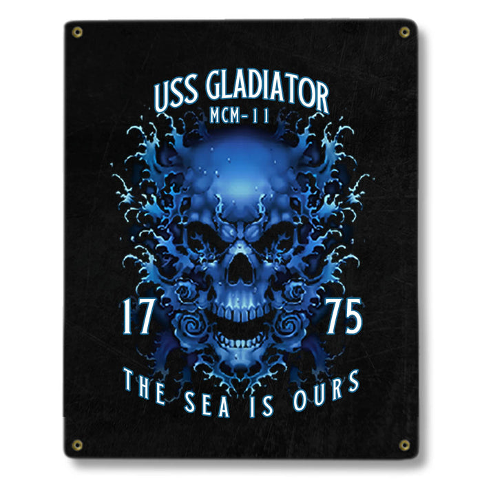 USS Gladiator MCM-11 US Navy Davy Jones The Sea Is Ours Military Metal Sign - Prints54.com