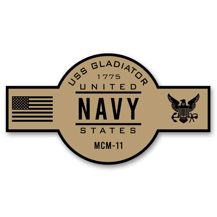 USS Gladiator MCM-11 US Navy Chief Khaki Goatlocker 5 Inch Decal - Prints54.com