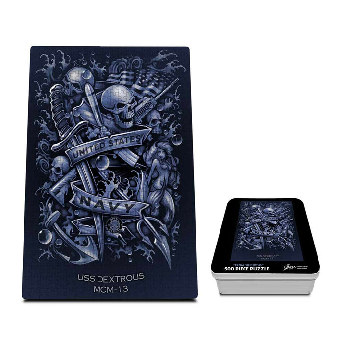 USS Dexterous MCM-13 US Navy Davy Jones Underwater Military 500 Pc Puzzle Tin Set - Prints54.com