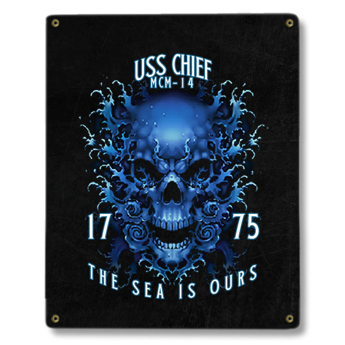 USS Chief MCM-14 US Navy Davy Jones The Sea Is Ours Military Metal Sign - Prints54.com