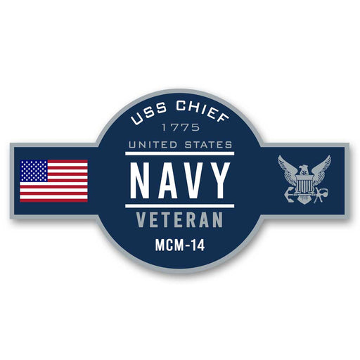 USS Chief MCM-14 US Navy Veteran Warship Ribbon 5 Inch Military Decal - Prints54.com