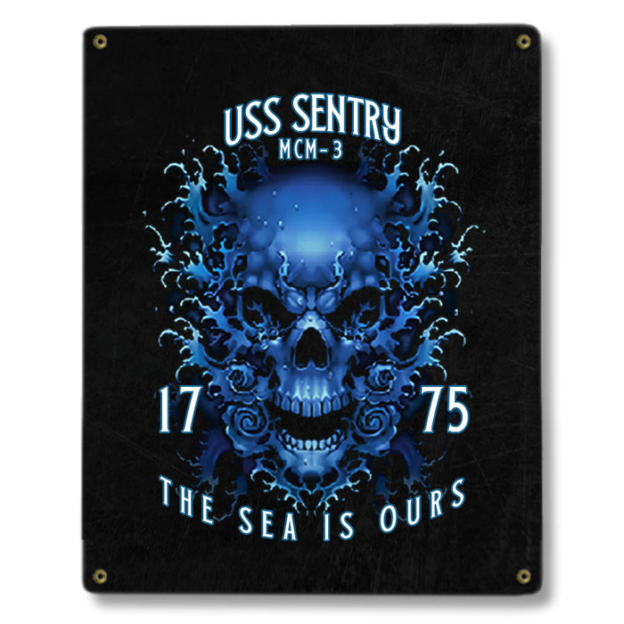 USS Sentry MCM-3 US Navy Davy Jones The Sea Is Ours Military Metal Sign - Prints54.com