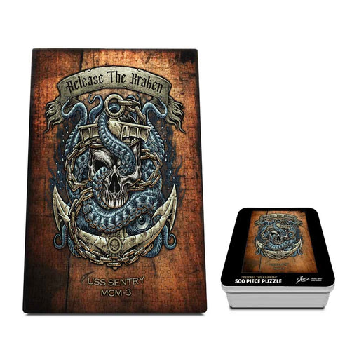 USS Sentry MCM-3 US Navy Release The Kraken 500 Pc Puzzle Tin Set - ElephantWalkDesigns.com