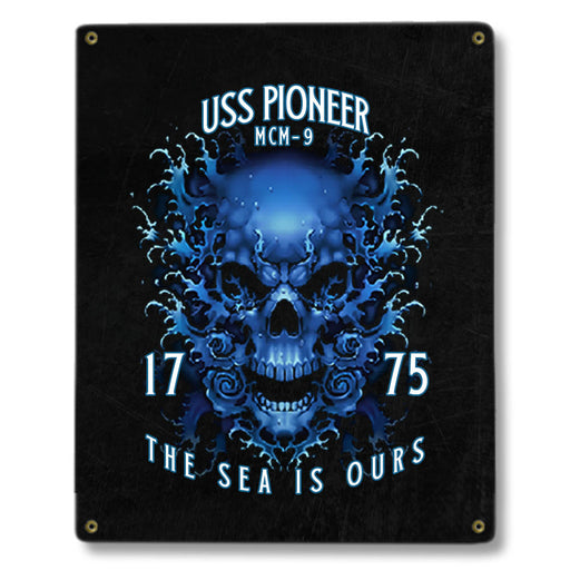 USS Pioneer MCM-9 US Navy Davy Jones The Sea Is Ours Military Metal Sign - Prints54.com