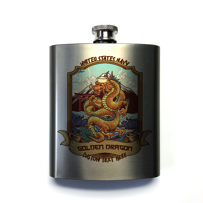 US Navy Golden Dragon Deployment Military Flask - Prints54.com