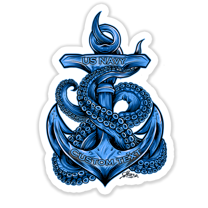 US Navy Kraken With Anchor Custom Military Decal