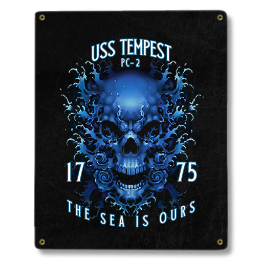 USS Tempest PC-2 US Navy Davy Jones The Sea Is Ours Military Metal Sign - Prints54.com