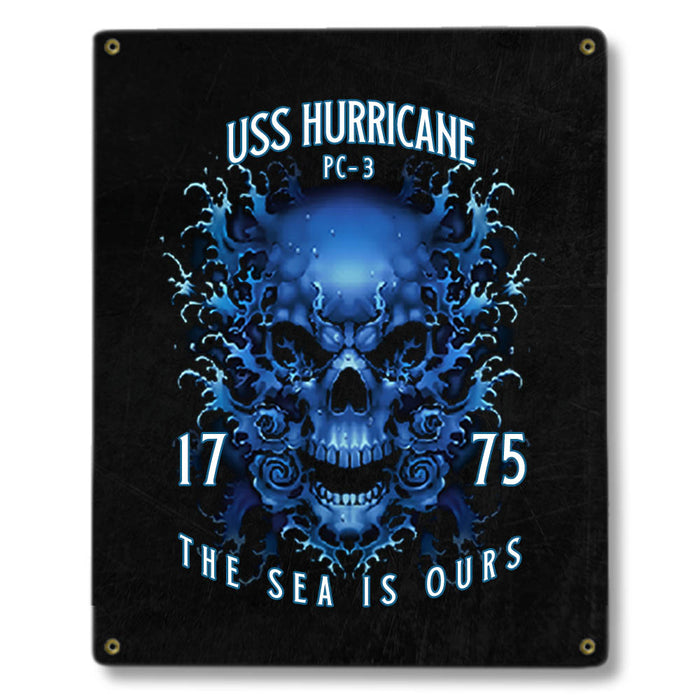 USS Hurricane PC-3 US Navy Davy Jones The Sea Is Ours Military Metal Sign - Prints54.com