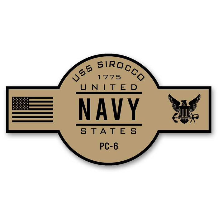 USS Sirocco PC-6 US Navy Chief Khaki Goatlocker 5 Inch Decal - Prints54.com