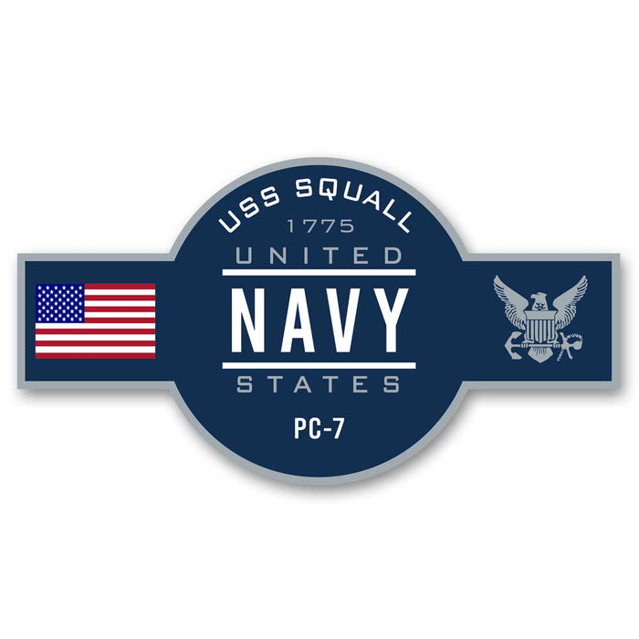 USS Squall PC-7 US Navy Warship Ribbon 5 Inch Military Decal - ElephantWalkDesigns.com