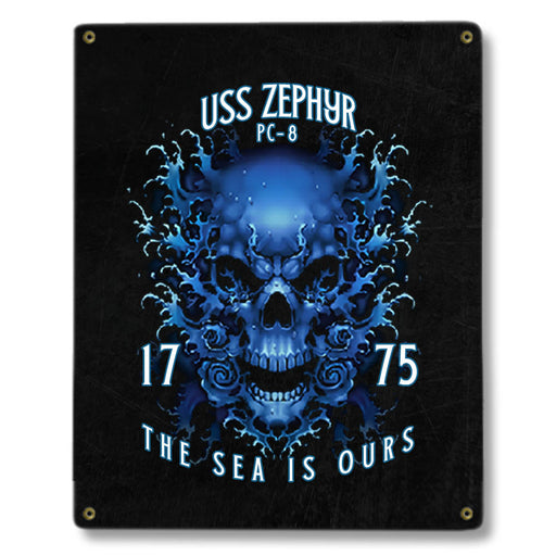 USS Zephyr PC-8 US Navy Davy Jones The Sea Is Ours Military Metal Sign - Prints54.com