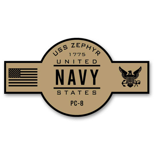 USS Zephyr PC-8 US Navy Chief Khaki Goatlocker 5 Inch Decal - Prints54.com