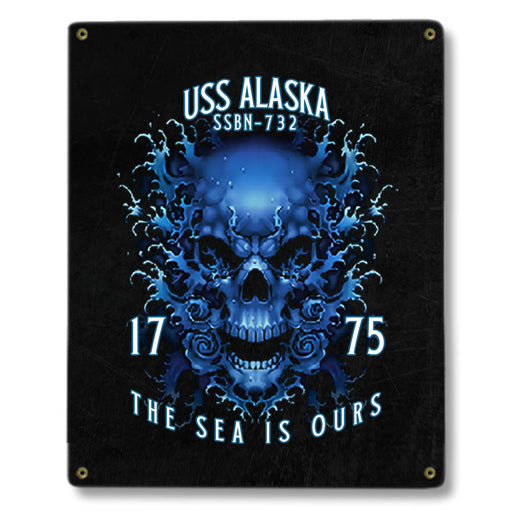 USS Alaska SSBN-732 US Navy Davy Jones The Sea Is Ours Military Metal Sign - Prints54.com