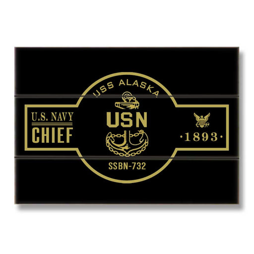 USS Alaska SSBN-732 US Navy Chief Warship Boat Anchor Military Wood Sign - Prints54.com